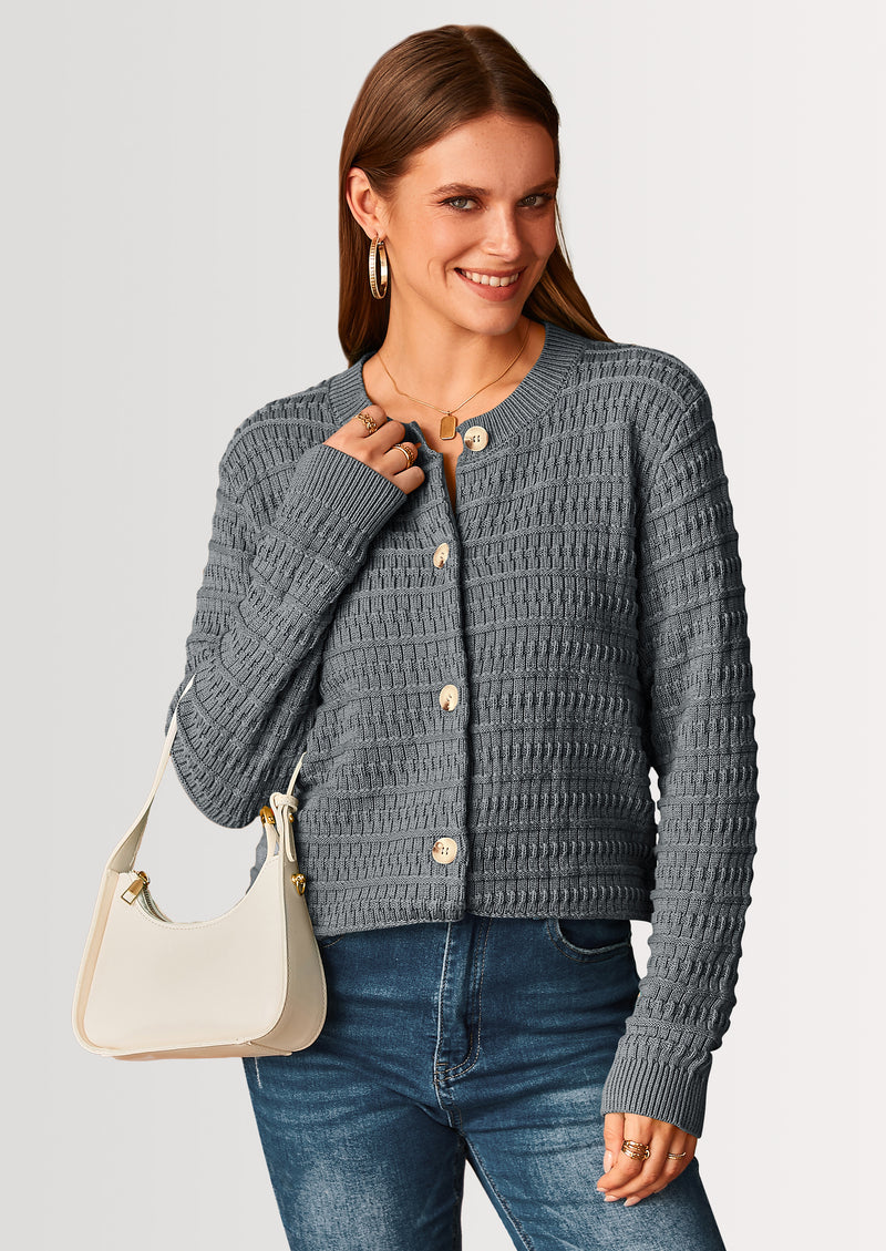PRETTYGARDEN Women's Knit Cardigan Sweaters Casual Long Sleeve Open Front Button Down Trendy Jackets Outerwear