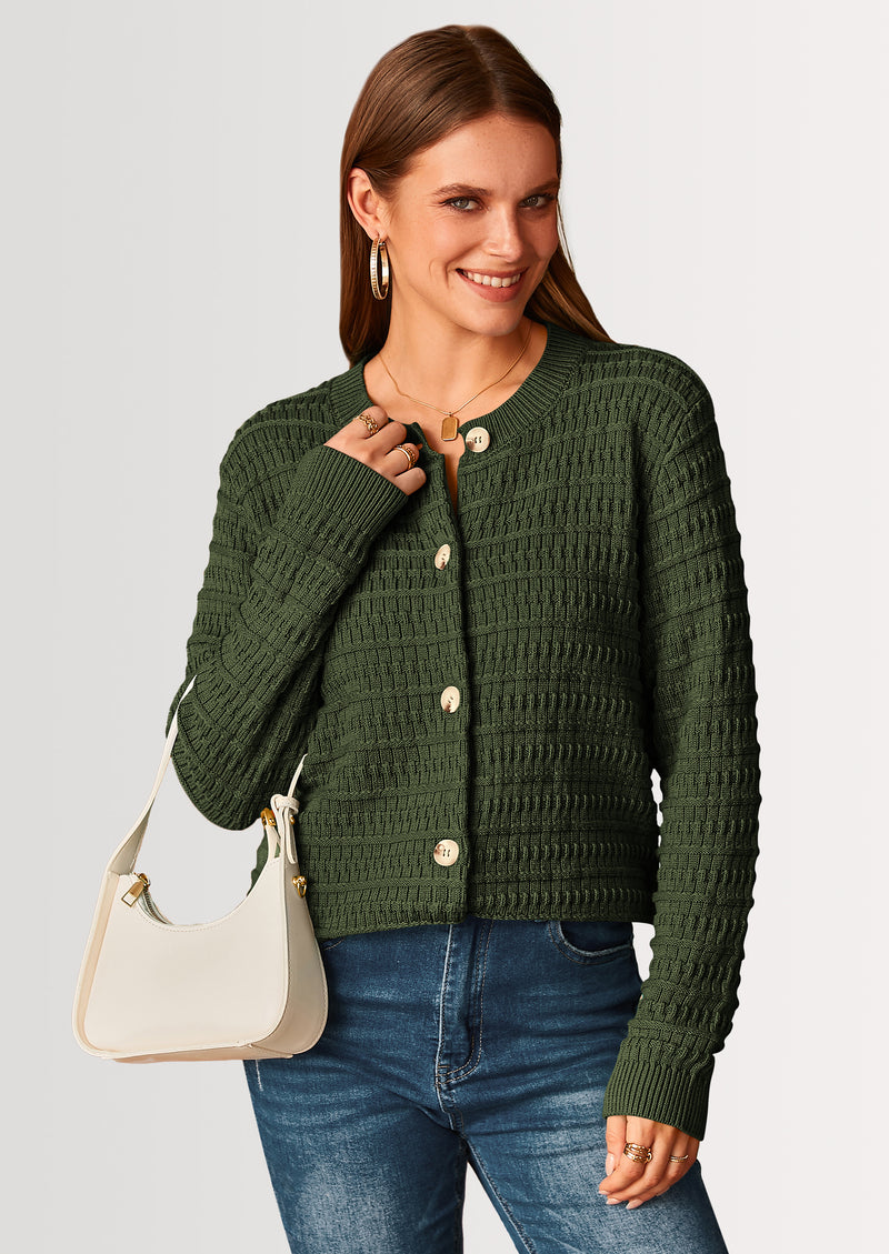 PRETTYGARDEN Women's Knit Cardigan Sweaters Casual Long Sleeve Open Front Button Down Trendy Jackets Outerwear