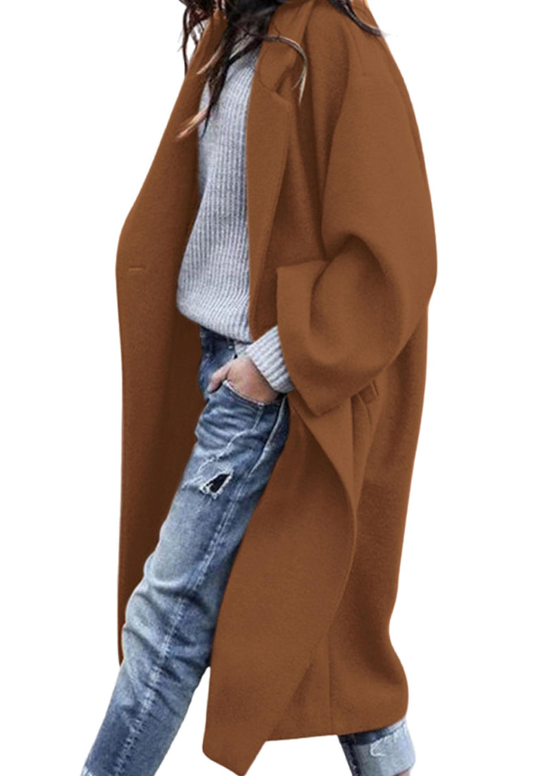 PRETTYGARDEN Womens Winter Coats Trendy Long Sleeve Notch Lapel Button Long Jackets Casual Oversized Vacation Outfits