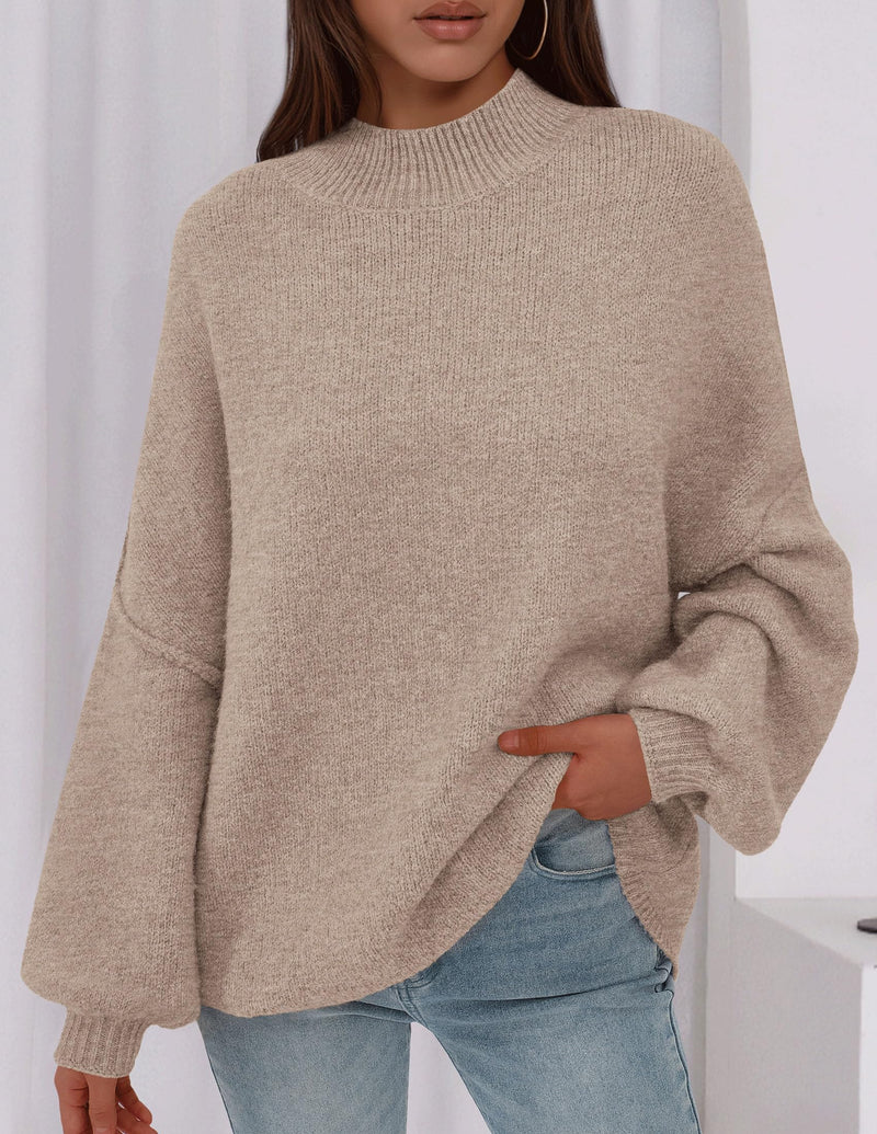 PRETTYGARDEN Women's Fall Oversized Sweaters Chunky Knit Mock Neck Long Sleeve Casual Trendy Pullover Winter Clothes PRETTYGARDEN