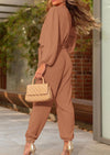 PRETTYGARDEN Women's Fall Jumpsuits Dressy Casual Pants Romper Spring Long Sleeve V Neck Belt Pockets One Piece Outfits
