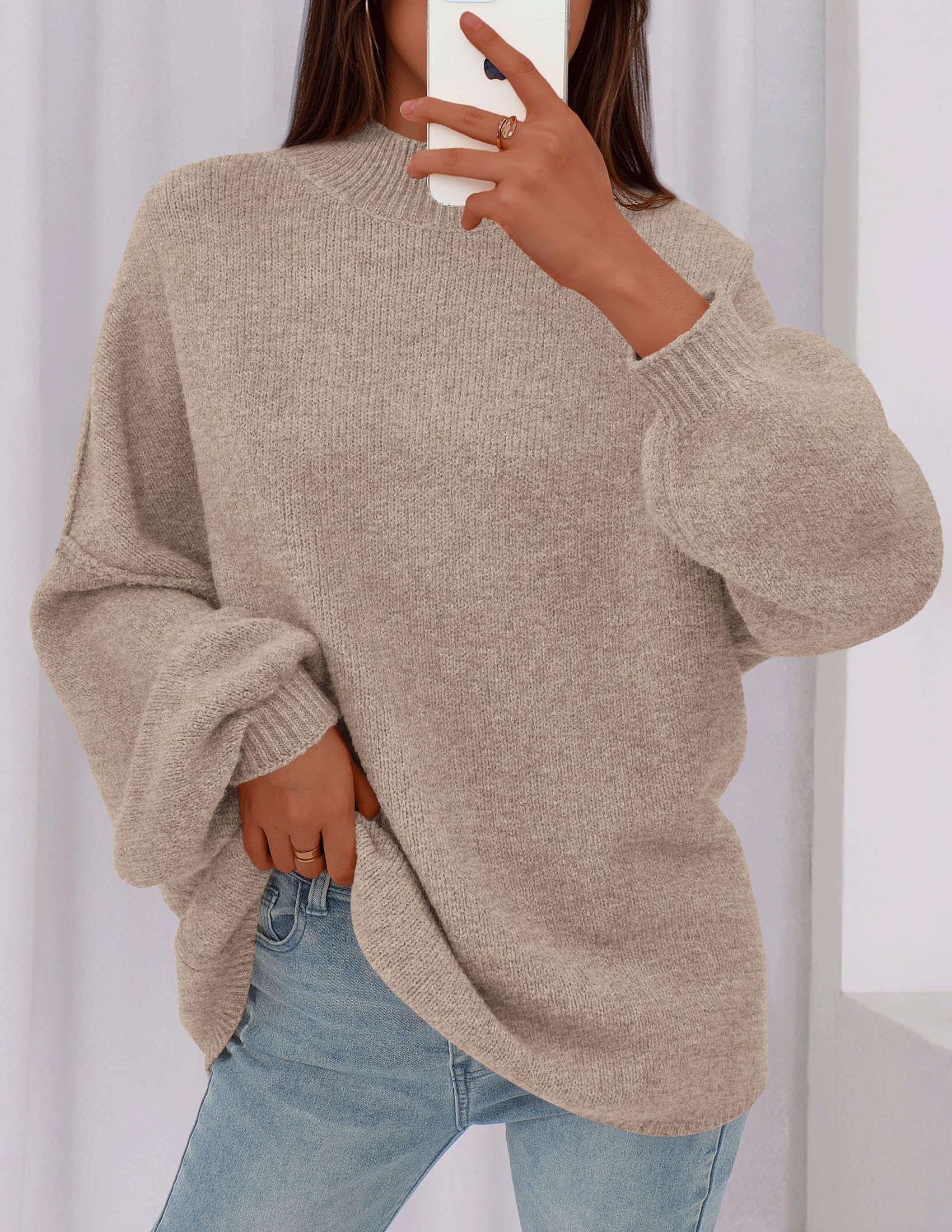 PRETTYGARDEN Women's Fall Oversized Sweaters Chunky Knit Mock Neck Long Sleeve Casual Trendy Pullover Winter Clothes PRETTYGARDEN