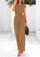 Dressy Ribbed Cap Sleeve Wide Leg Pants Elegant Casual Jumpsuits