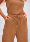 PRETTYGARDEN Jumpsuits Casual Outfits Sleeveless Wide Leg Long Pants Rompers