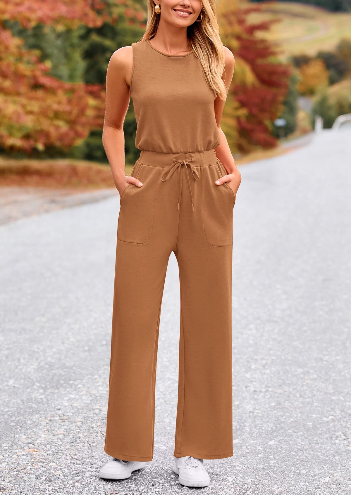 Summer One Piece Outfits Sleeveless Wide Leg Long Pants Jumpsuits
