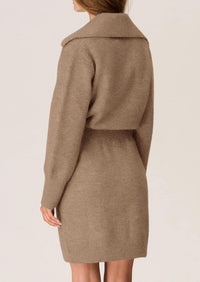Long Sleeve V Neck Button Down Knit Pullover Sweater Dresses
