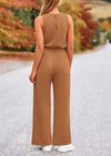 PRETTYGARDEN Jumpsuits Casual Outfits Sleeveless Wide Leg Long Pants Rompers