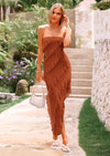 PRETTYGARDEN Womens Summer Strapless Maxi Dresses Ruffle Tube Asymmetrical Party Cocktail Formal Bodycon Long Dress