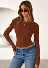 PRETTYGARDEN Womens Summer Fall Long Sleeve Shirts Ribbed Knit Fitted Basic Tee Going Out Tops Underscrub Casual Outfits