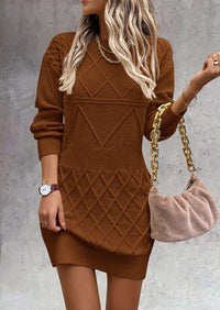 Long Sleeve Chunky Ribbed Knit Mini Sweater Dresses