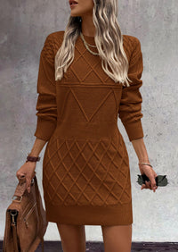Long Sleeve Chunky Ribbed Knit Mini Sweater Dresses