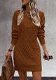 Long Sleeve Chunky Ribbed Knit Mini Sweater Dresses