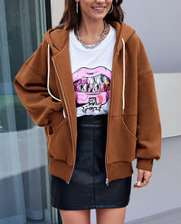 Zip Up Long Sleeve Loose Fit Y2K Casual Hoodies Cardigan