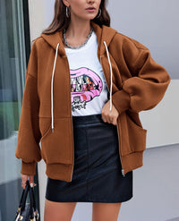 Zip Up Long Sleeve Loose Fit Y2K Casual Hoodies Cardigan