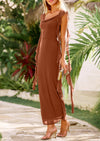PRETTYGARDEN Women's Wedding Guest Dress Sleeveless Ruffle Formal Cocktail Party Maxi Bodycon Dresses