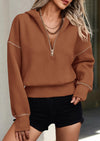 PRETTYGARDEN Women's Hooded Sweatshirts Long Sleeve Half Zip Cropped Hoodie Pullover Winter Fashion Clothes