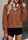 PRETTYGARDEN Women's Hooded Sweatshirts Long Sleeve Half Zip Cropped Hoodie Pullover Winter Fashion Clothes