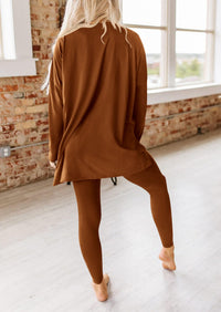 Casual Long Sleeve Tunic Tops Legging Pants Two Piece Sets