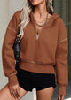 Long Sleeve Half Zip Cropped Pullover Hoodies