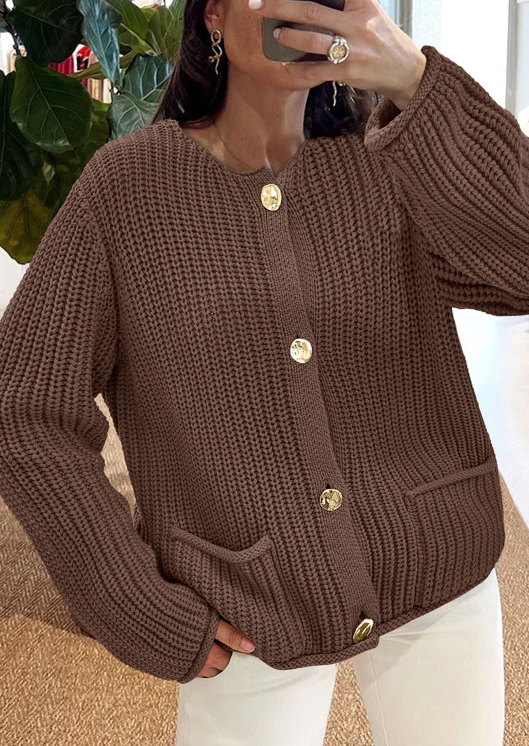 PRETTYGARDEN Cardigan Sweaters for Women Trendy Oversized Knit Chunky Button Cardigans Fall Winter Outfits with Pockets