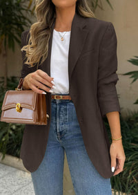 Business Casual Long Sleeve Lapel Open Front Suit Jacket Work Blazer with Pockets
