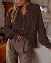 PRETTYGARDEN Women's Dressy Casual Lace Blouse Long Sleeve Button Up Shirts Tops Spring Fall Fashion Clothes