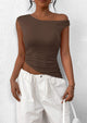 Off The Shoulder Sleeveless One Shoulder Ruched Asymmetrical Y2K Tank Top