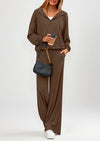 PRETTYGARDEN Women's 2 Piece Fall Lounge Sets Zip Up Hoodie Wide Leg Pants Tracksuit Matching Travel Outfits Clothes