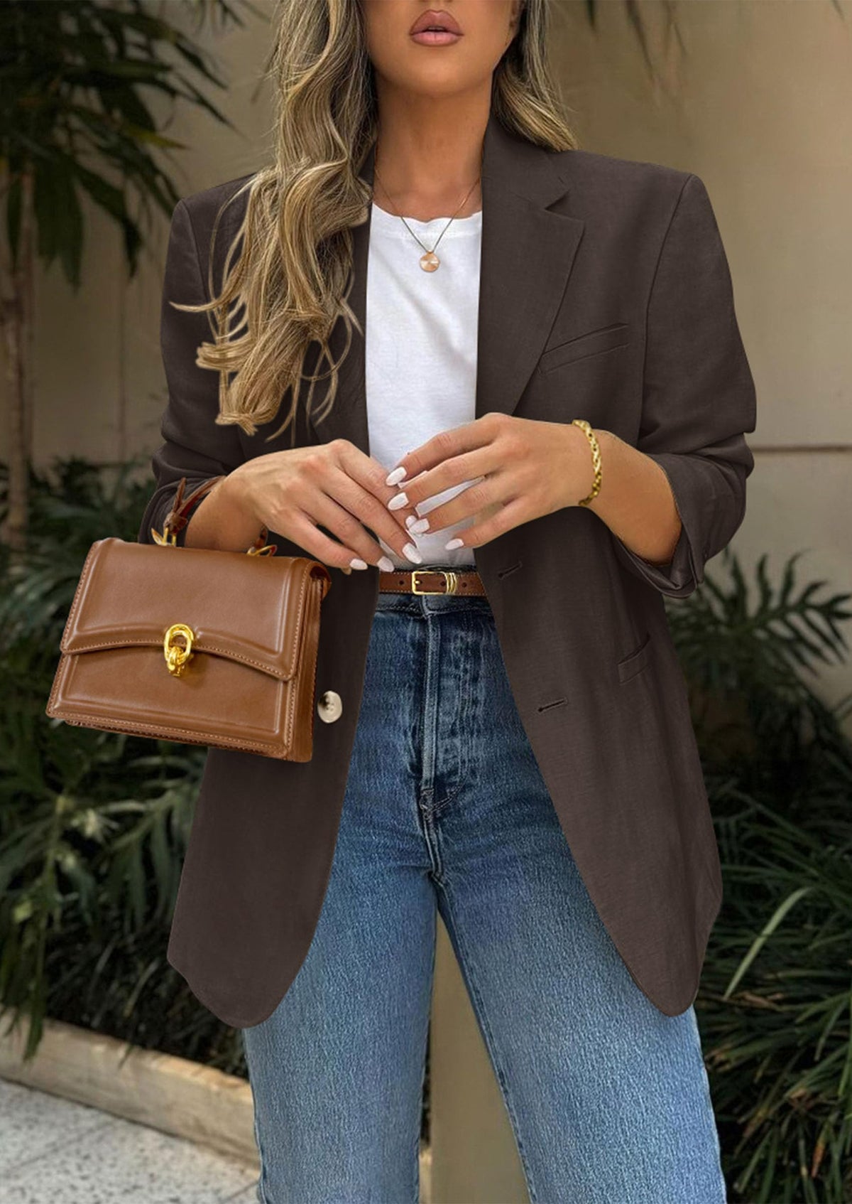 Business Casual Long Sleeve Lapel Open Front Suit Jacket Work Blazer with Pockets