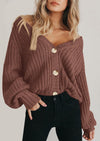 PRETTYGARDEN Women's Chunky Knit Open Front Sweater Long Sleeve Button Loose Short Cardigan Outerwear Coats