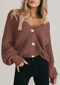 PRETTYGARDEN Women's Chunky Knit Open Front Sweater Long Sleeve Button Loose Short Cardigan Outerwear Coats