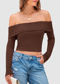 Off The Shoulder Long Sleeve Blouses