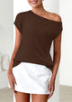 Off The Shoulder Casual Short Sleeve Tunic Lightweight Knit Sweaters