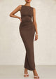 Sleeveless Ruched Bodycon Slit Long Maxi Dresses