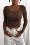 PRETTYGARDEN Women's Spring Fall Long Sleeve Henley T Shirts Button Ribbed Knit Slim Fit Casual Basic Tops Blouse