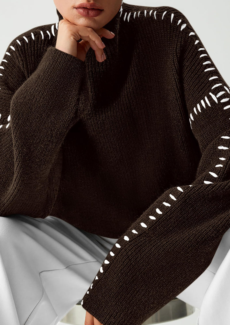 PRETTYGARDEN Women's Chunky Knit Sweaters Fall Long Sleeve Mock Neck Oversized Pullover Tops Winter Fashion Clothes