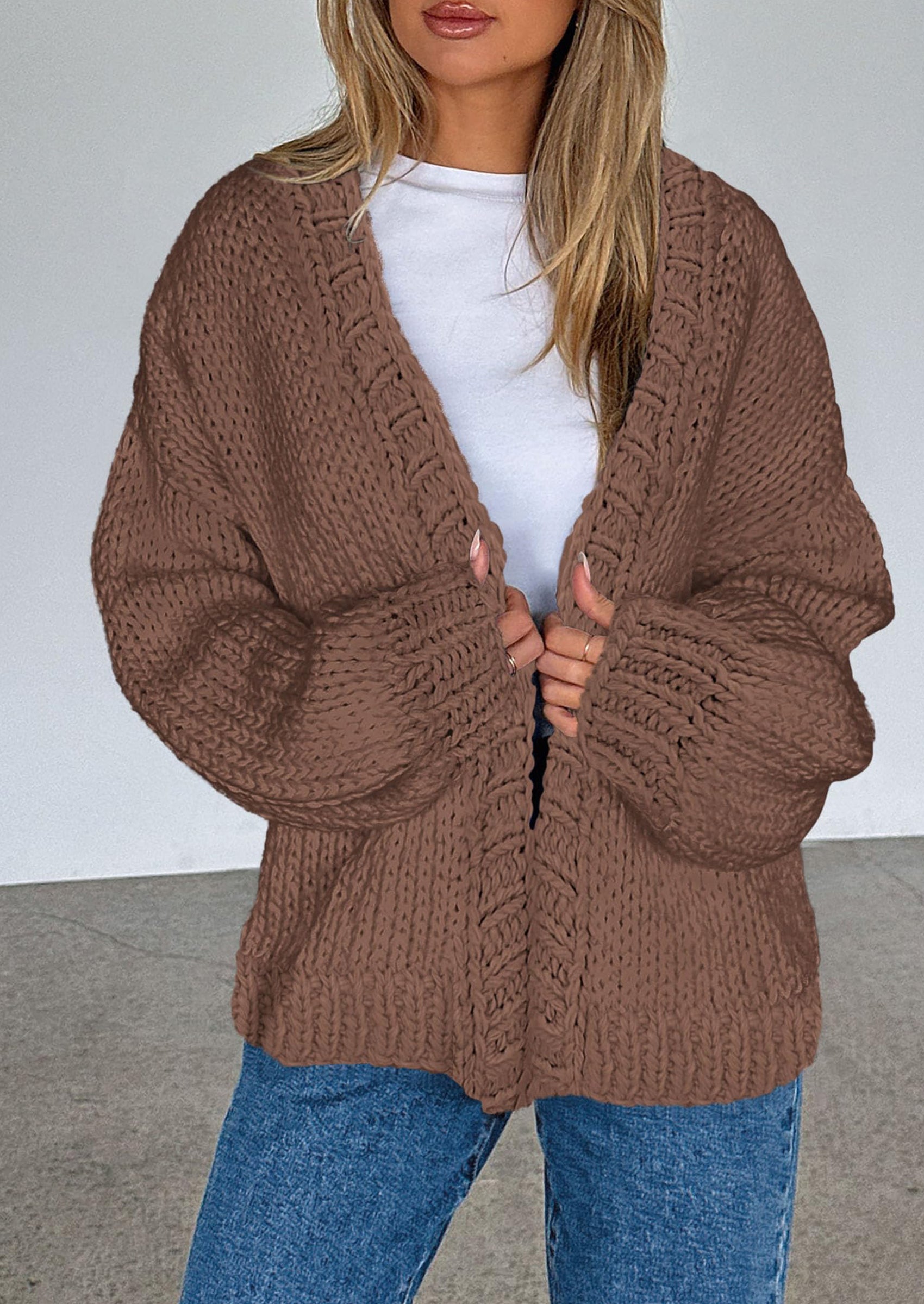 PRETTYGARDEN Cardigan Sweaters for Women Trendy Fall Fashion Long Sleeve Chunky Knit Cardigans Winter Clothing Outfits