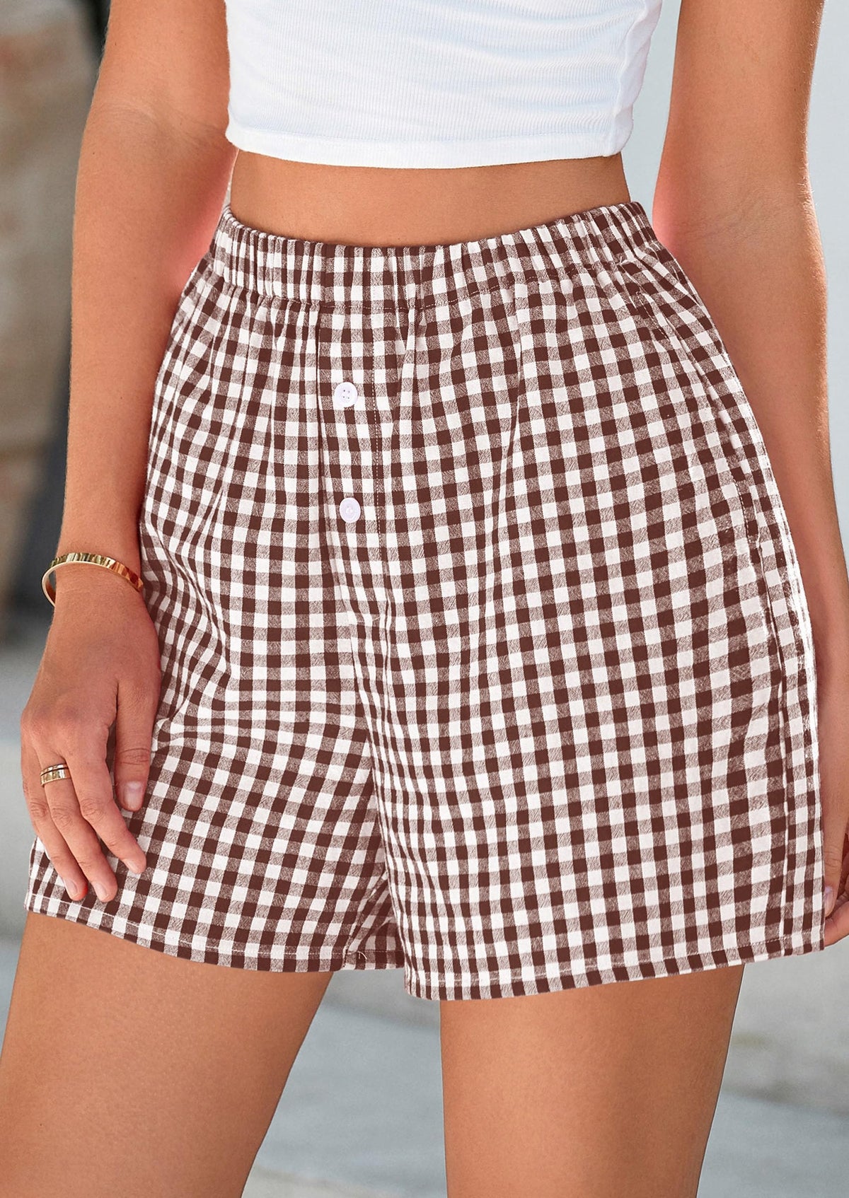 Plaid Casual Y2K Short with Pockets