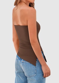 Strapless Ruched Asymmetric Bandeau Shirts