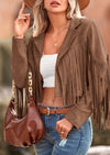PRETTYGARDEN Women's Fringe Faux Suede Leather Jackets Fashion Tassel Motorcycle Cropped Coats