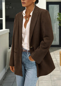 PRETTYGARDEN Women's Winter Corduroy Blazers Jackets Dressy Casual Ribbed Long Sleeve Lapel Fashion Work Business Outerwear
