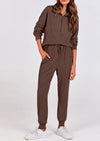 PRETTYGARDEN Women's Fall 2 Piece Lounge Sets Zip Up Sweatshirt Jogger Pants Sweat Track Suits Travel Outfit Winter Clothing
