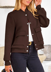 Casual Long Sleeve Button up Lightweight Varsity Bomber Jackets