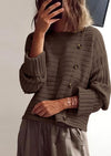 PRETTYGARDEN Womens Sweaters Fall Casual Long Sleeve Crewneck Button Loose Winter Knit Pullover Sweater Tops