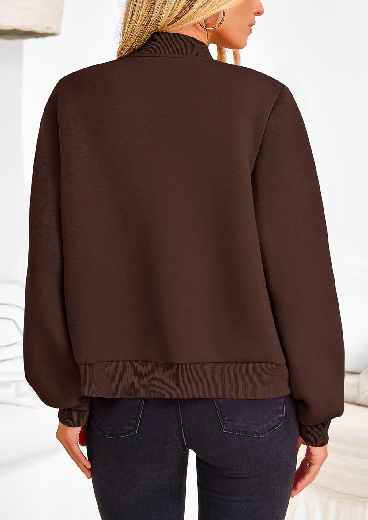 Casual Long Sleeve Button up Lightweight Varsity Bomber Jackets