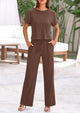 Short Sleeve T-Shirt Wide Leg Pants Two Piece Sets