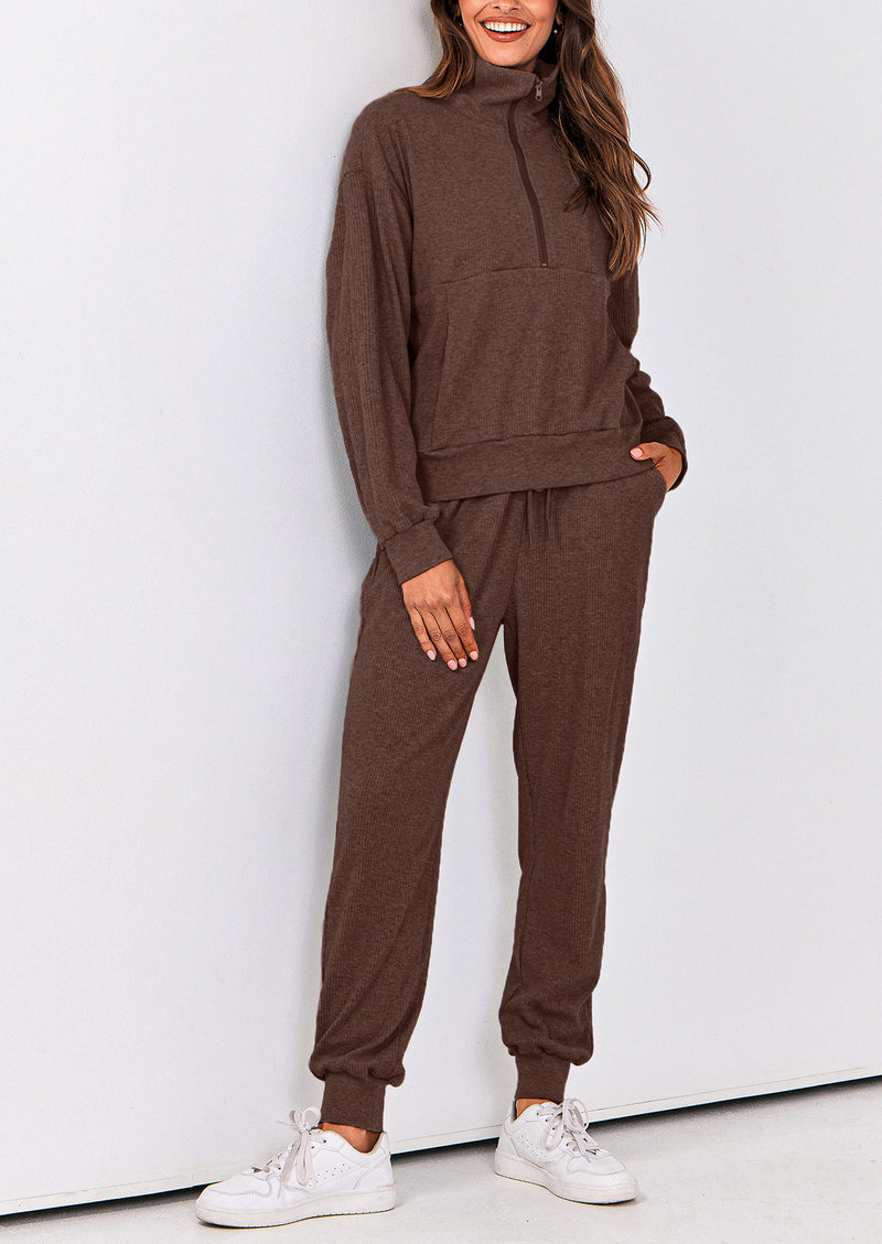 PRETTYGARDEN Women's Fall 2 Piece Lounge Sets Zip Up Sweatshirt Jogger Pants Sweat Track Suits Travel Outfit Winter Clothing