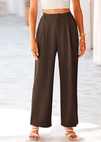 Casual Wide Leg High Elastic Waisted Long Work Pants