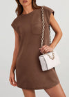 PRETTYGARDEN Women's Summer Short T Shirt Dress Cap Sleeve Crew Neck Casual Loose Basic Mini Dresses