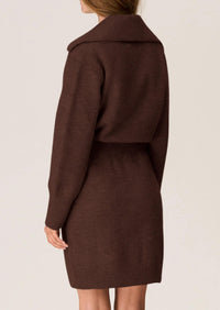 Long Sleeve V Neck Button Down Knit Pullover Sweater Dresses